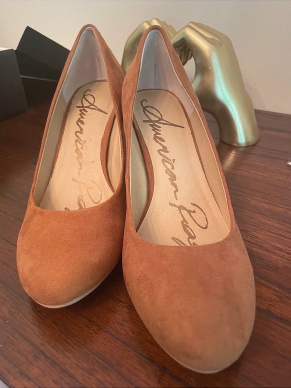 American Rag Tan Suede Round-Toe Heels